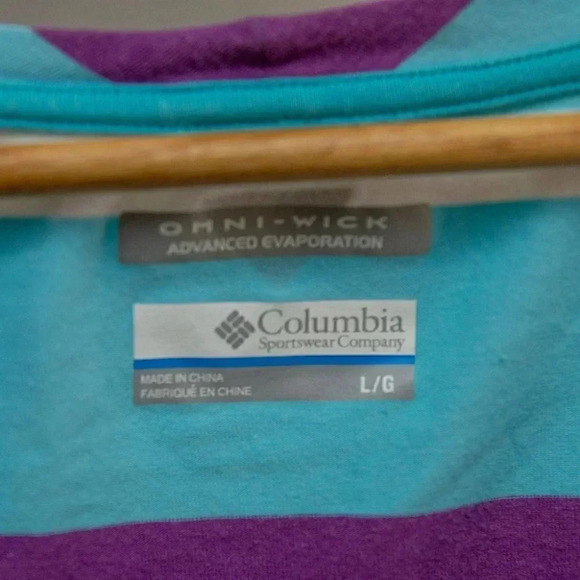 Columbia | PFG striped top | Blue  Purple White | Women's Large - Picture 2 of 4